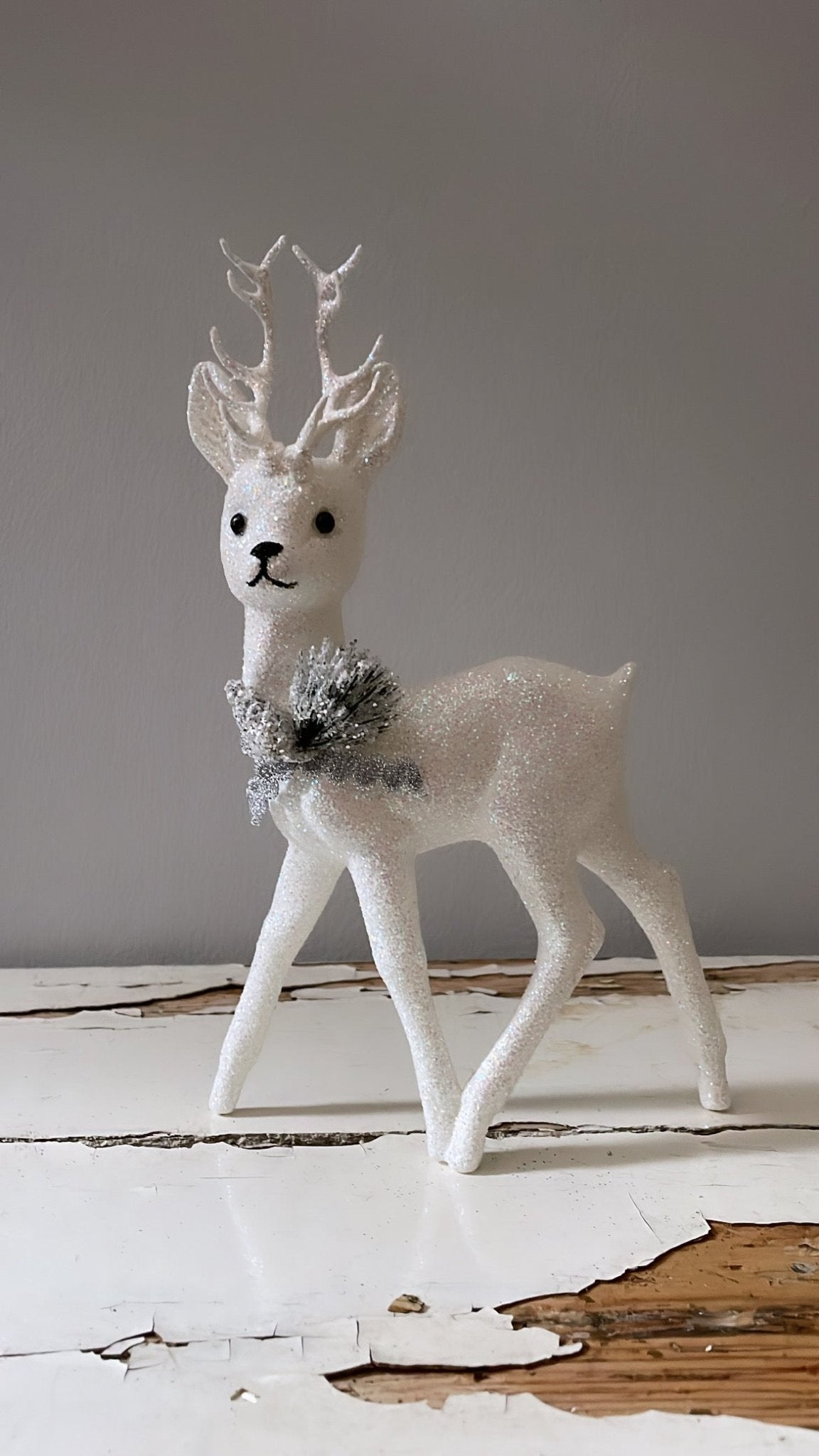 Glitter Deer - Brilliant White with Holiday Decoration | Ino Schaller - Bon Ton goods