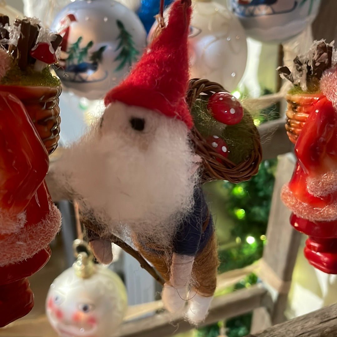 Gnome Mushroom Hunter Christmas Ornament - Bon Ton goods