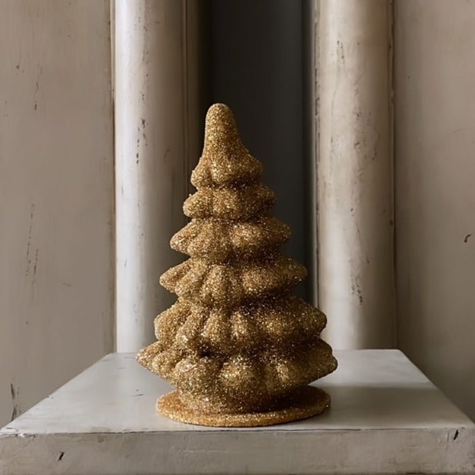 Gold Christmas Tree - Beaded Papier-Mache | Ino Schaller - Bon Ton goods