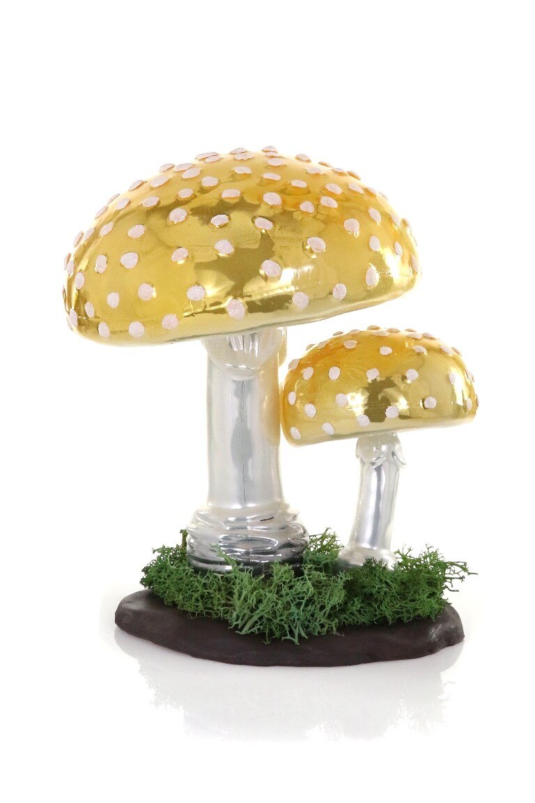 Gold glass mushroom pair by Cody Foster