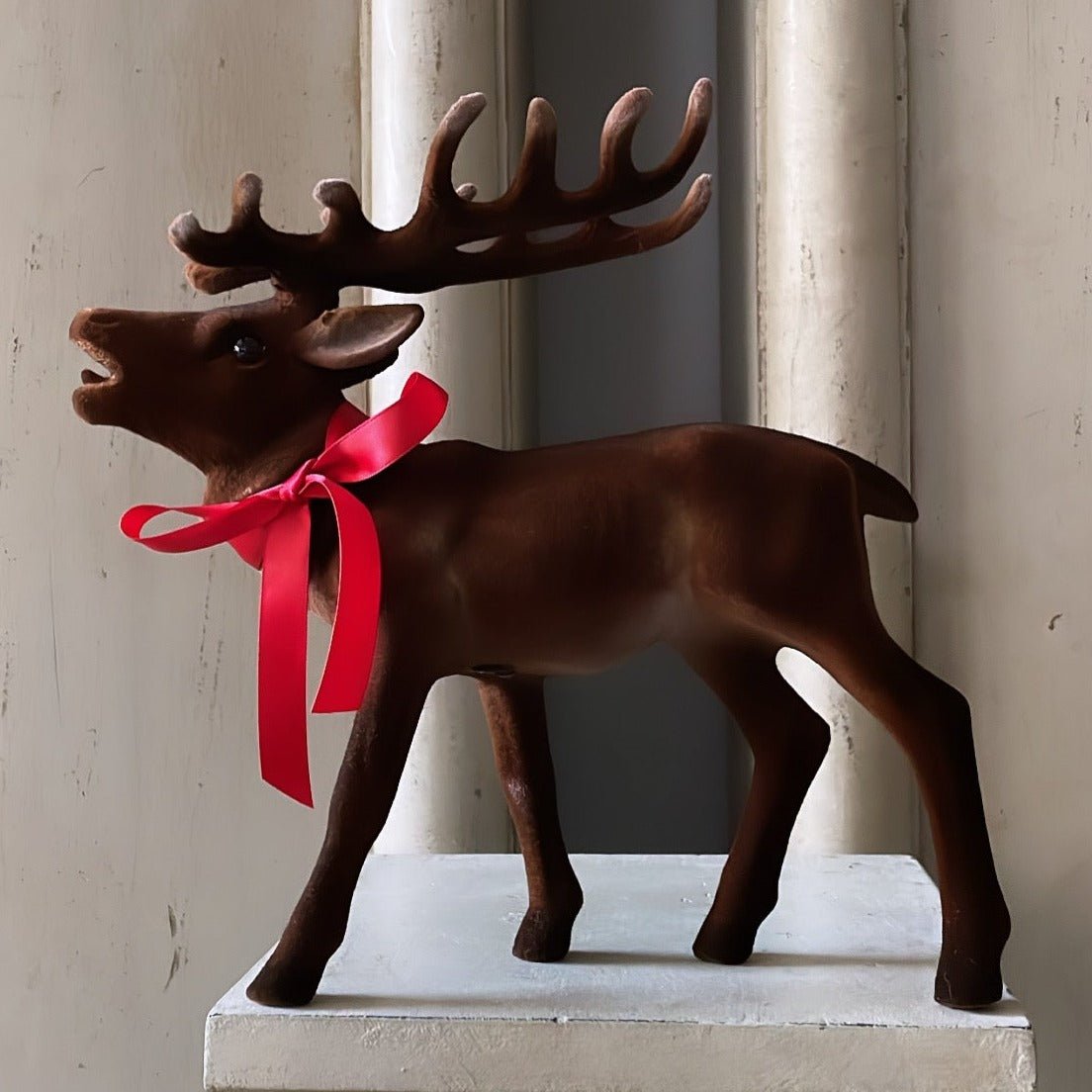 Grand Velvet Deer - Brown with Bow - Bon Ton goods