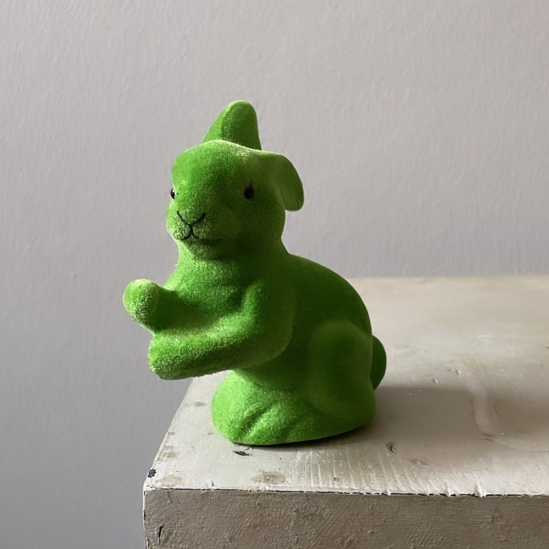 Grass Green Velvet - Extra Small Sitting Bunny, Ino Schaller - Bon Ton goods