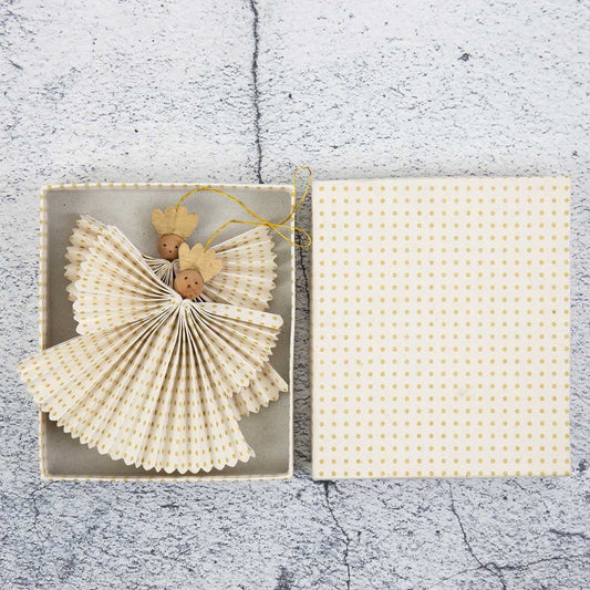 Greta Angel Christmas Ornaments, Off-White and Gold, Set of 2 - Bon Ton goods