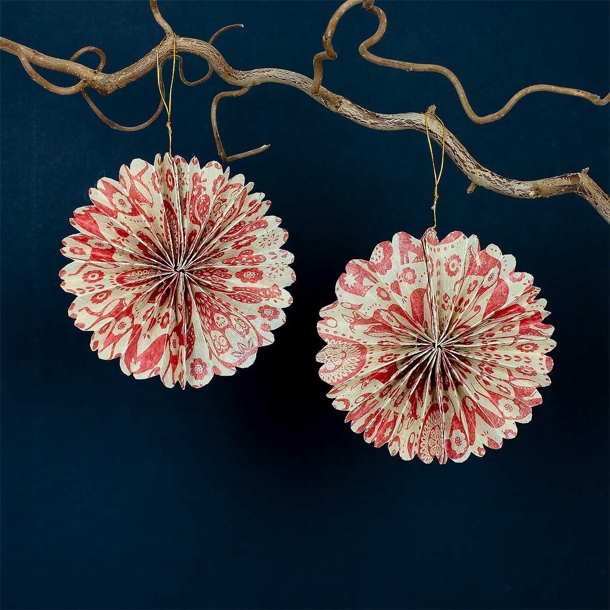 Greta Swedish Christmas Pendant, 2-pack, Red and White | Christmas Ornament - Bon Ton goods