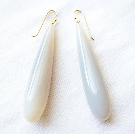 Grey and Lavender Drop Agate Earrings - Bon Ton goods