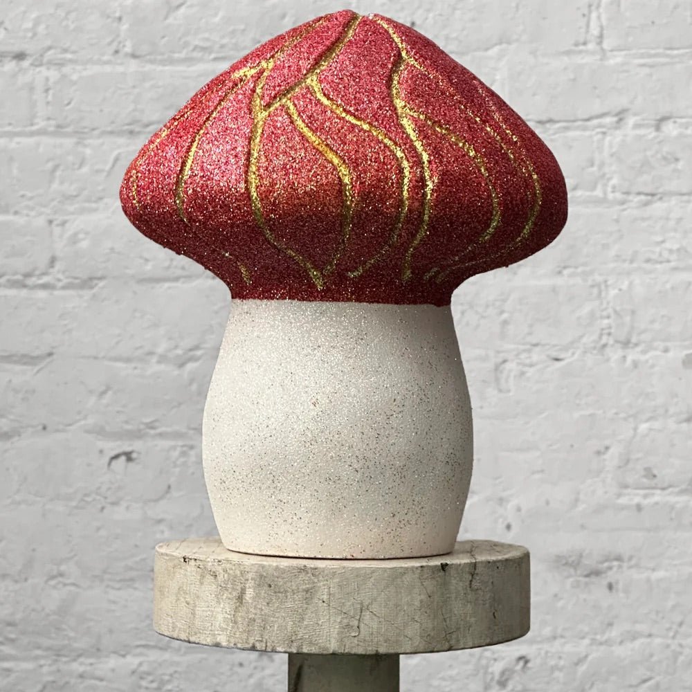 Grooved Glitter Mushroom In Red And Gold | Ino Schaller - Bon Ton goods