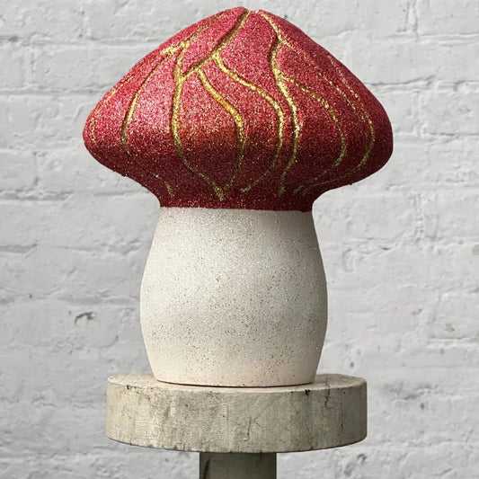 Grooved Glitter Mushroom In Red And Gold | Ino Schaller - Bon Ton goods