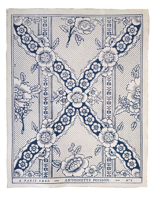 'Guirlande Fleurs' Bleu Indigo Handmade Domino Paper | Antoinette Poisson - Bon Ton goods
