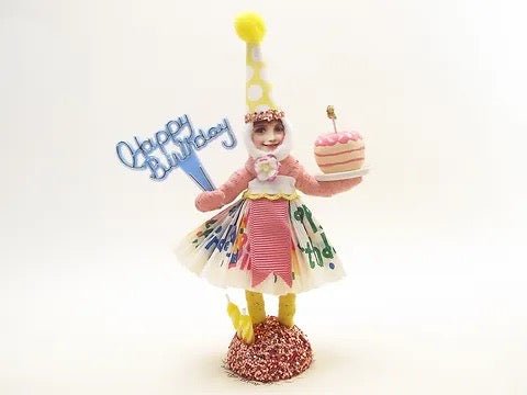 Happy Birthday Girl Figure - Vintage Inspired Spun Cotton - Bon Ton goods