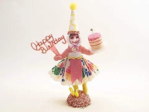 Happy Birthday Girl Figure - Vintage Inspired Spun Cotton - Bon Ton goods