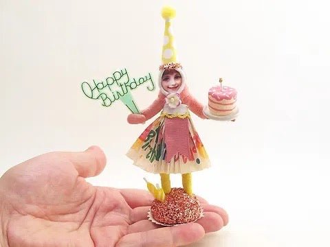 Happy Birthday Girl Figure - Vintage Inspired Spun Cotton - Bon Ton goods