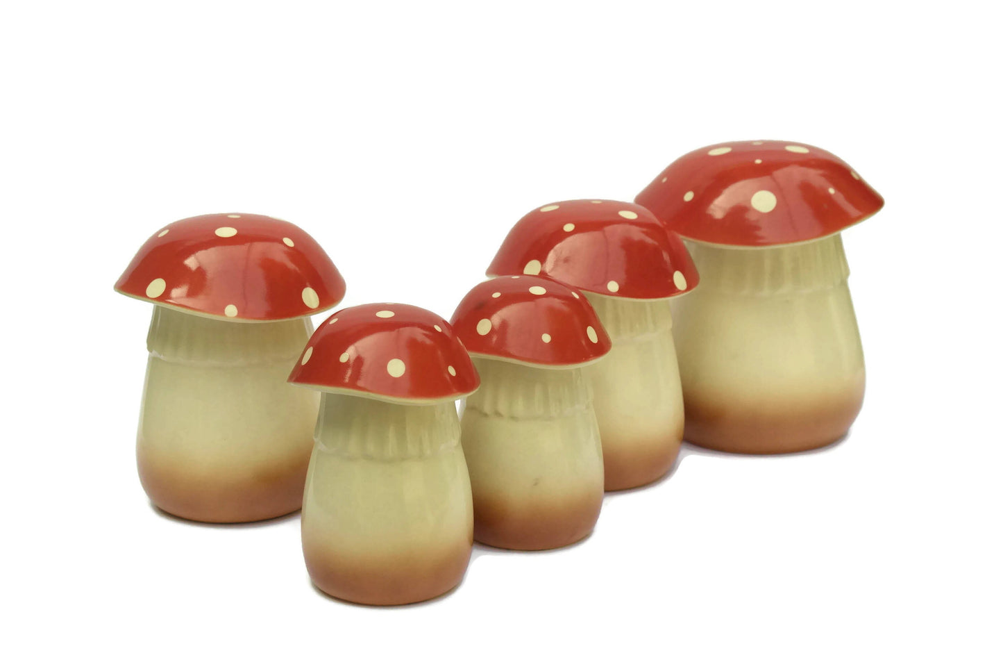 Vintage French Ceramic Mushroom Canister Set – 5 Pieces