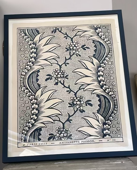 'Torrent' Bleu Indigo Domino Paper – Framed Antique-Style Print | Antoinette Poisson