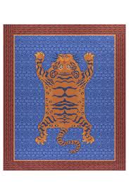 Tibetan Tiger Celeste Blue Tablecloth - 220X270 | Lisa Corti