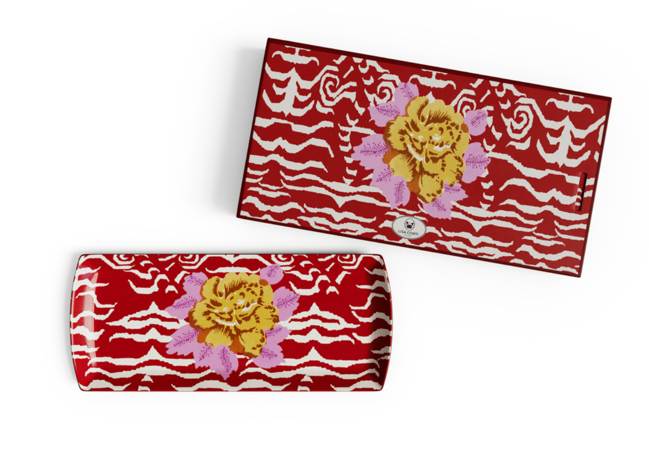 Indian Tiger Red Porcelain Tray - 35x15 | Lisa Corti - Bon Ton goods