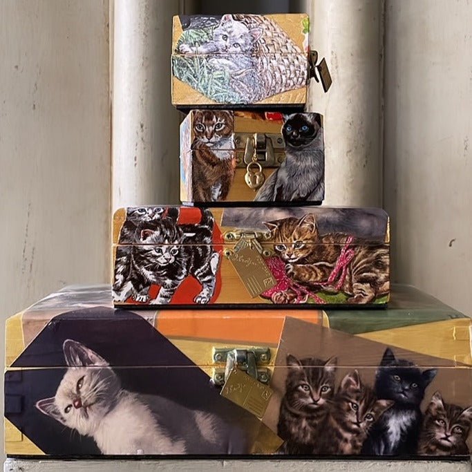 KITTY CAT DECOUPAGE BOX #1 - Large - Bon Ton goods