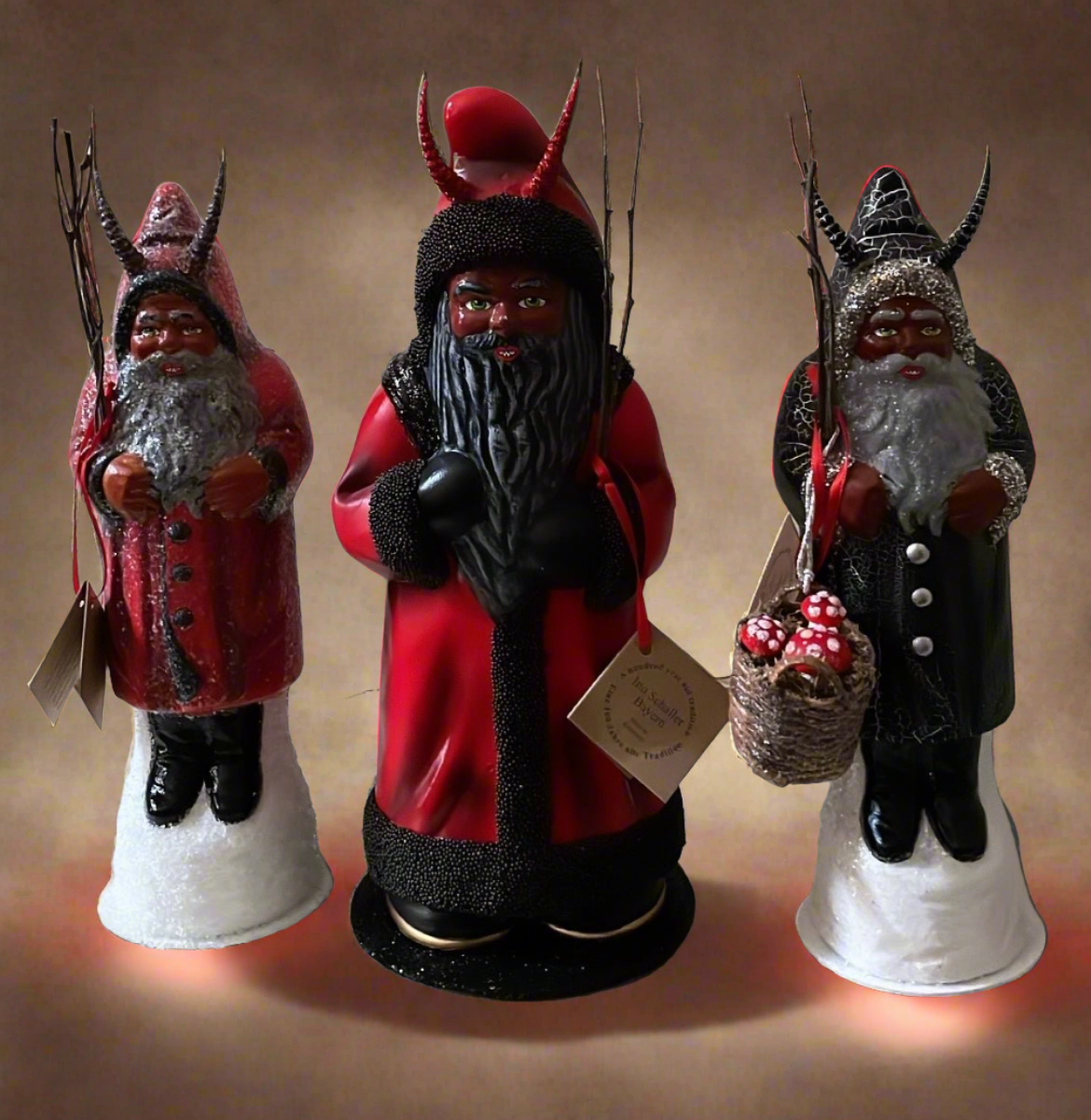 Krampus Santa Red with Switches and Black Beaded Trim - Ino Schaller