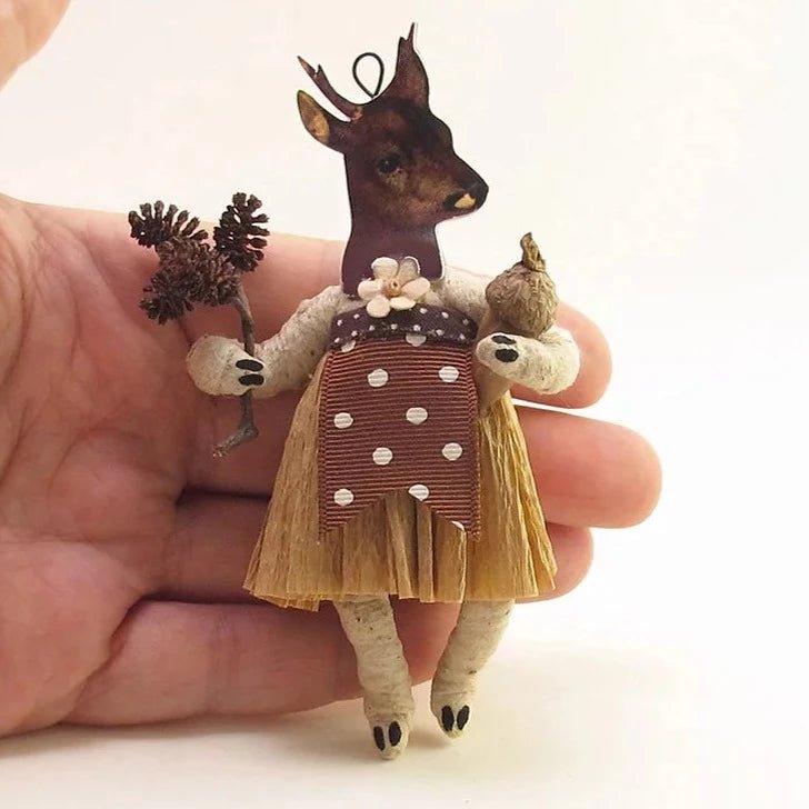 Lady Deer Ornament - Vintage Inspired Spun Cotton - Bon Ton goods