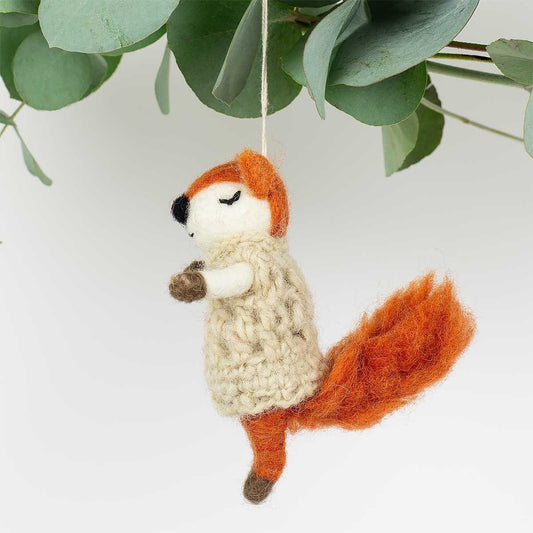Lady Fox with Sweater Ornament | Christmas Ornament - Bon Ton goods