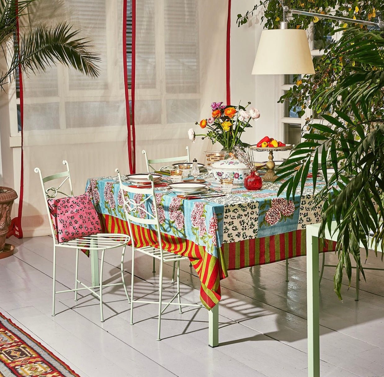 Leopard Stripes Sky - Cotton Cloth - Bon Ton goods