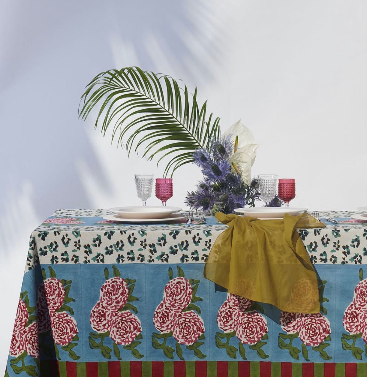 Leopard Stripes Sky - Cotton Cloth - Bon Ton goods