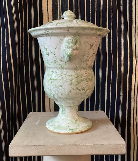 Light Green Marbleized Bouquetière - Tulipiere Lion Tulip Vase – Large | Handmade Erik Bendtsen Ceramics - Bon Ton goods