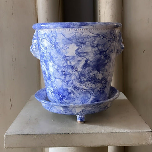 Lion Pot Marbleized Blue - Large - Bon Ton goods