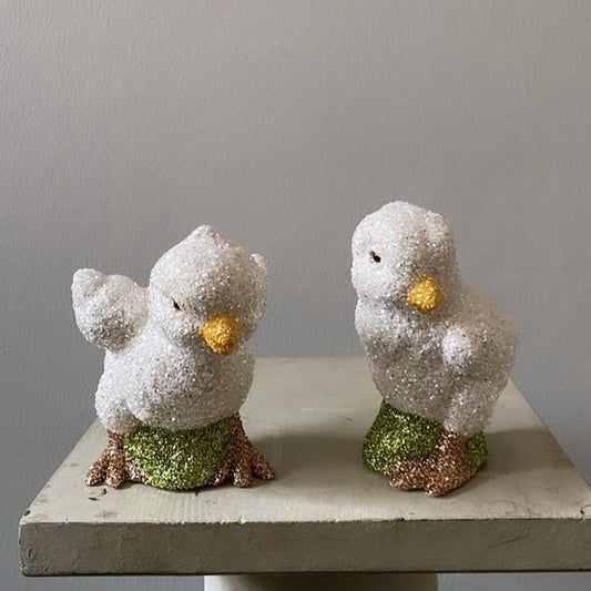 Little Chick - Brilliant White Glitter Chicken - Ino Schaller - Bon Ton goods