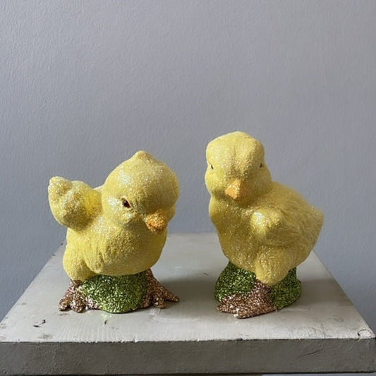 Little Chick - Cream Yellow Glitter Chicken - Ino Schaller - Bon Ton goods