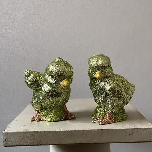 Little Chick - Moss Green Glitter Chicken - Ino Schaller - Bon Ton goods