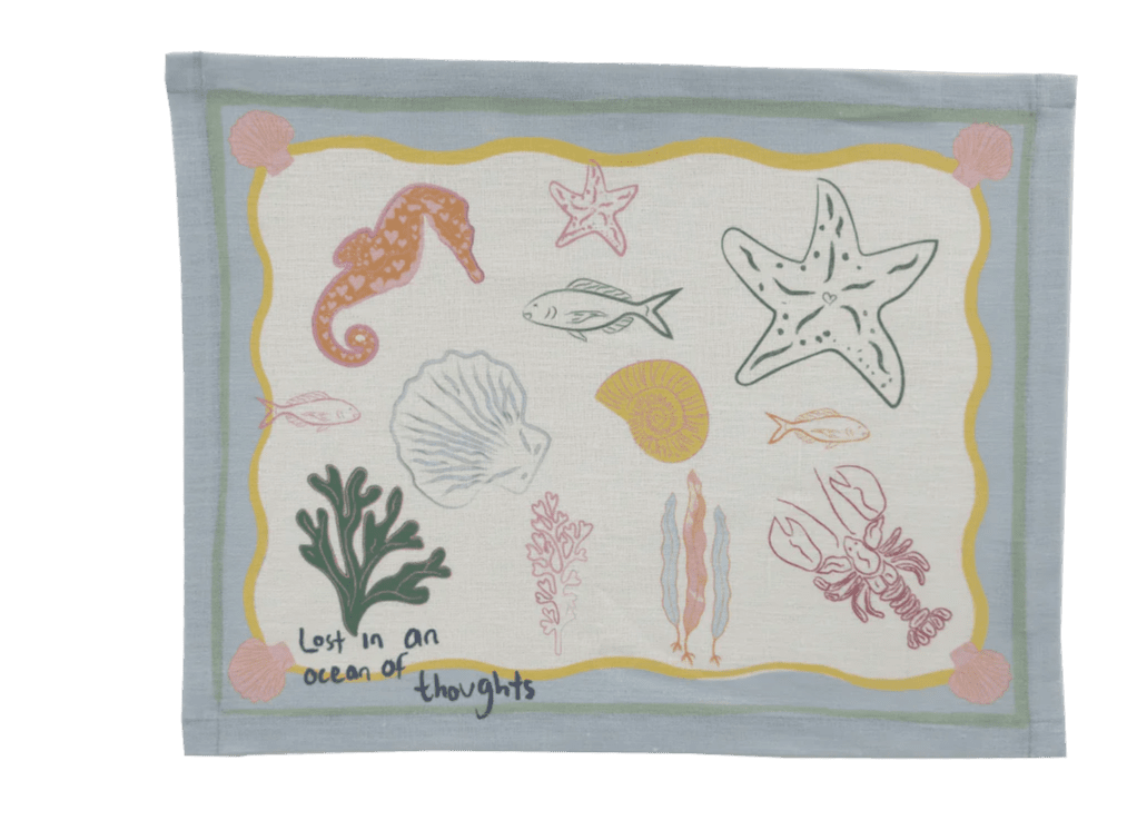 Lost in Thoughts of Ocean Placemat (Light Blue & White) - NojiNoji - Bon Ton goods