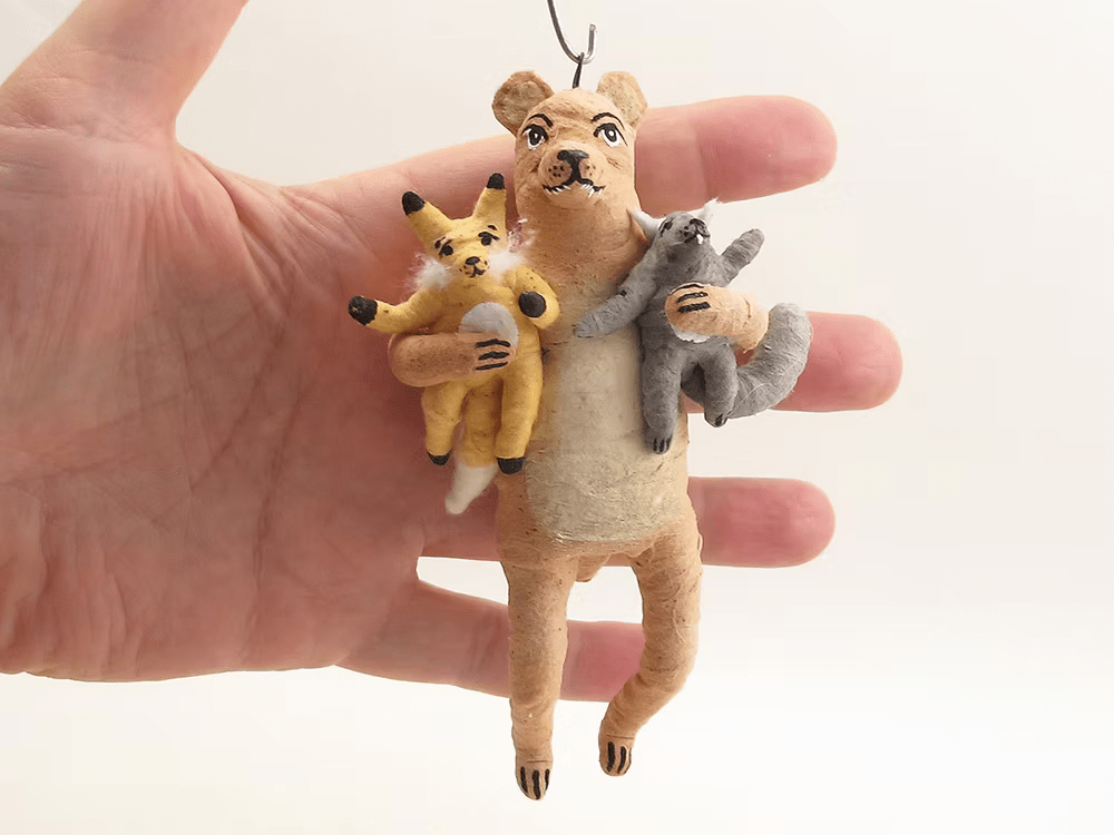 Mama Bear Ornament | Vintage by Crystal Spun Cotton Ornament - Bon Ton goods