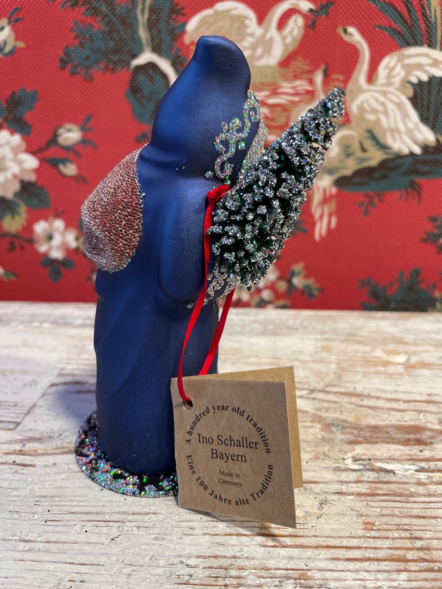 Matte Blue Santa With Silver Trim | Ino Schaller - Bon Ton goods