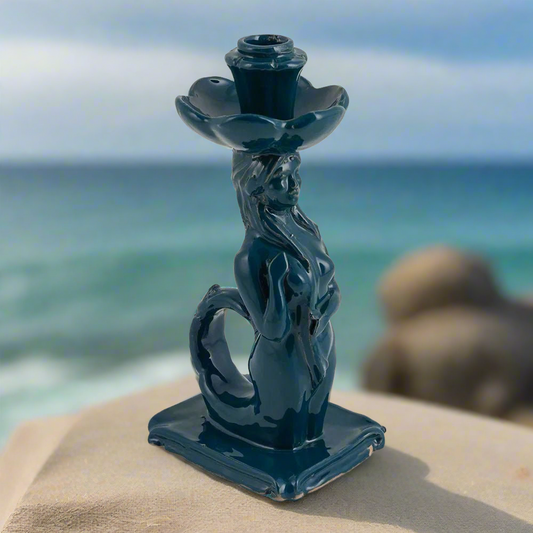 Sicilian Mermaid Candlestick in Ocean Teal