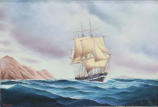 Mid-20th Century Maritime Oil Painting - Bon Ton goods