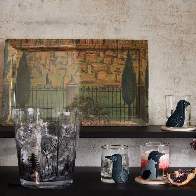 Midnight Dreary Black Bird Highball Glass Set of 4 | John Derian - Bon Ton goods