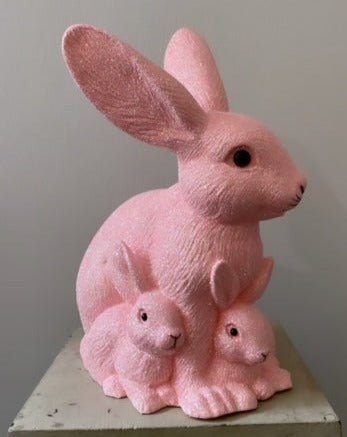 Mother Bunny with Kit, Soft Pink Glitter- Ino Schaller - Bon Ton goods