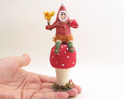 Mushroom Elf Figure Ornament - Vintage by Crystal | Vintage by Crystal Spun Cotton Ornament - Bon Ton goods