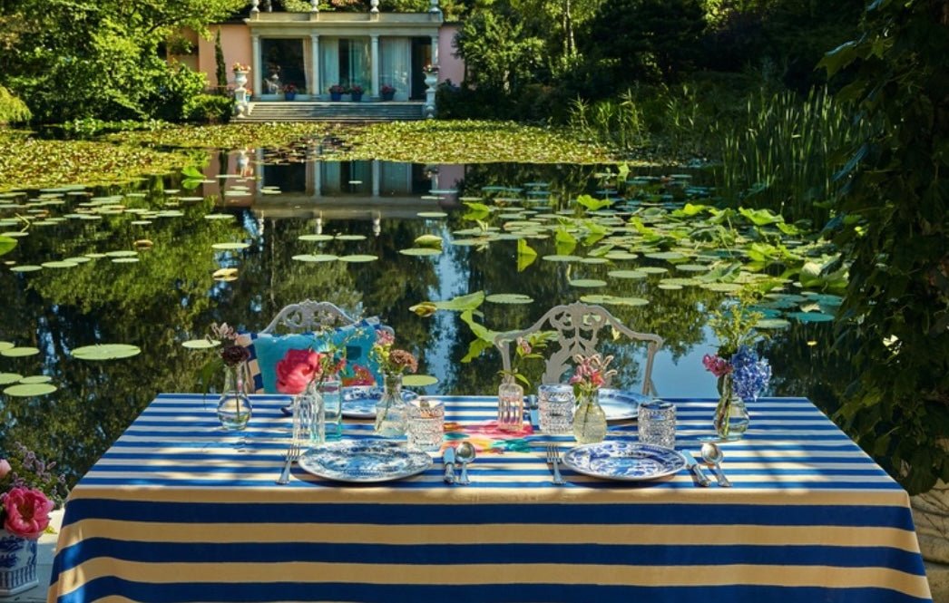 NIZAM STRIPES BLUE NATURAL Cotton Cloth - Bon Ton goods