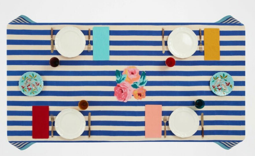 NIZAM STRIPES BLUE NATURAL Cotton Cloth - Bon Ton goods