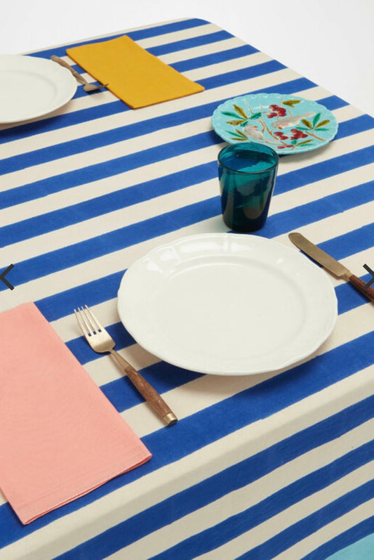 NIZAM STRIPES BLUE NATURAL Cotton Cloth - Bon Ton goods