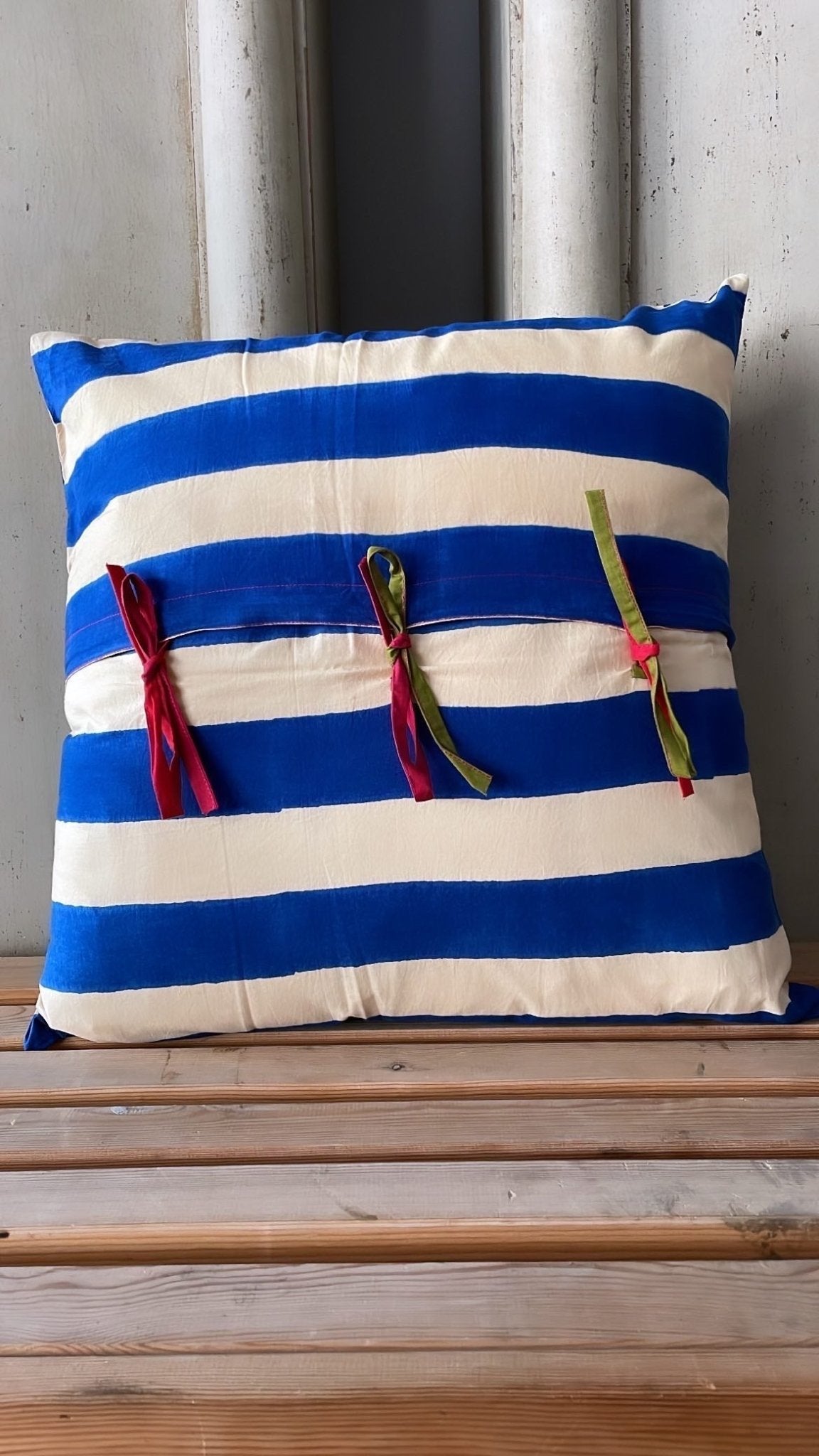 Nizam Stripes Blue Natural Pillow - Bon Ton goods