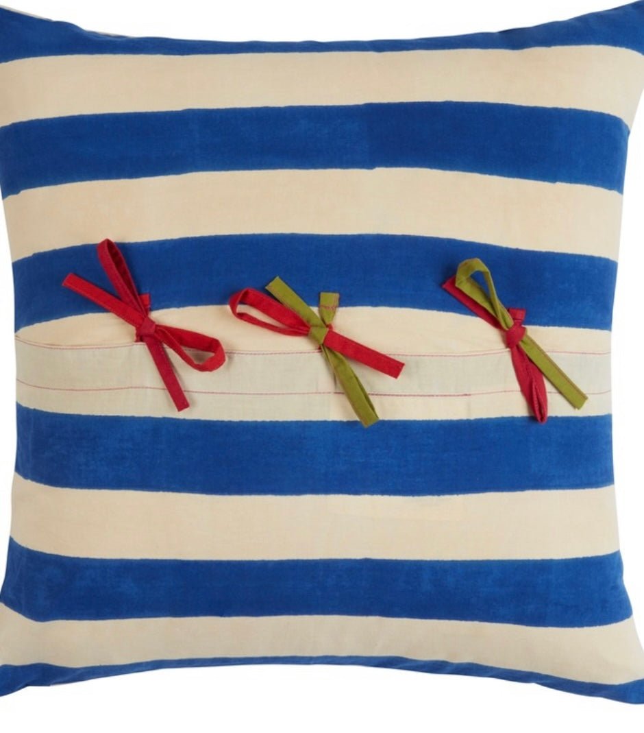 Nizam Stripes Blue Natural Pillow - Bon Ton goods