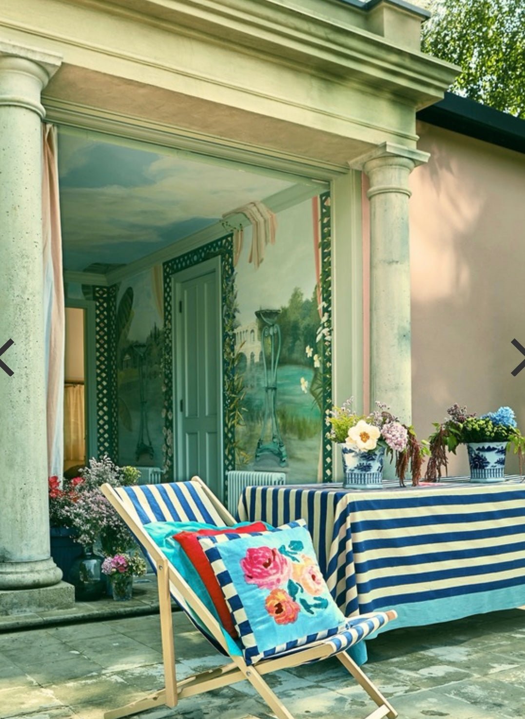 Nizam Stripes Blue Natural Pillow - Bon Ton goods