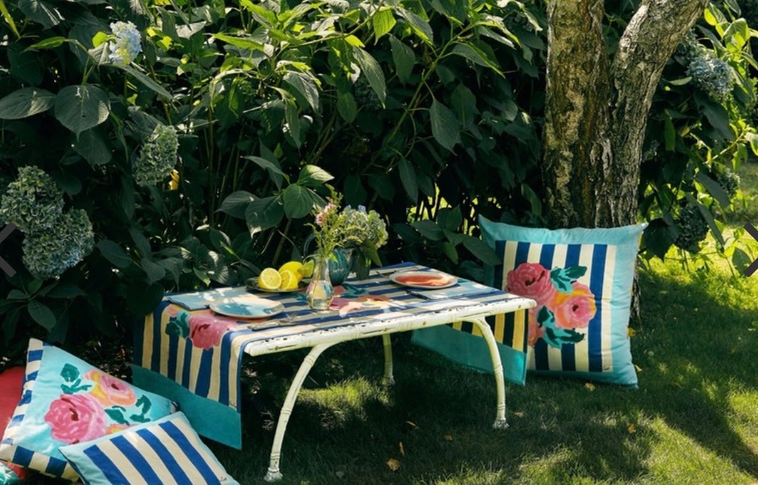 Nizam Stripes Blue Natural Pillow - Bon Ton goods