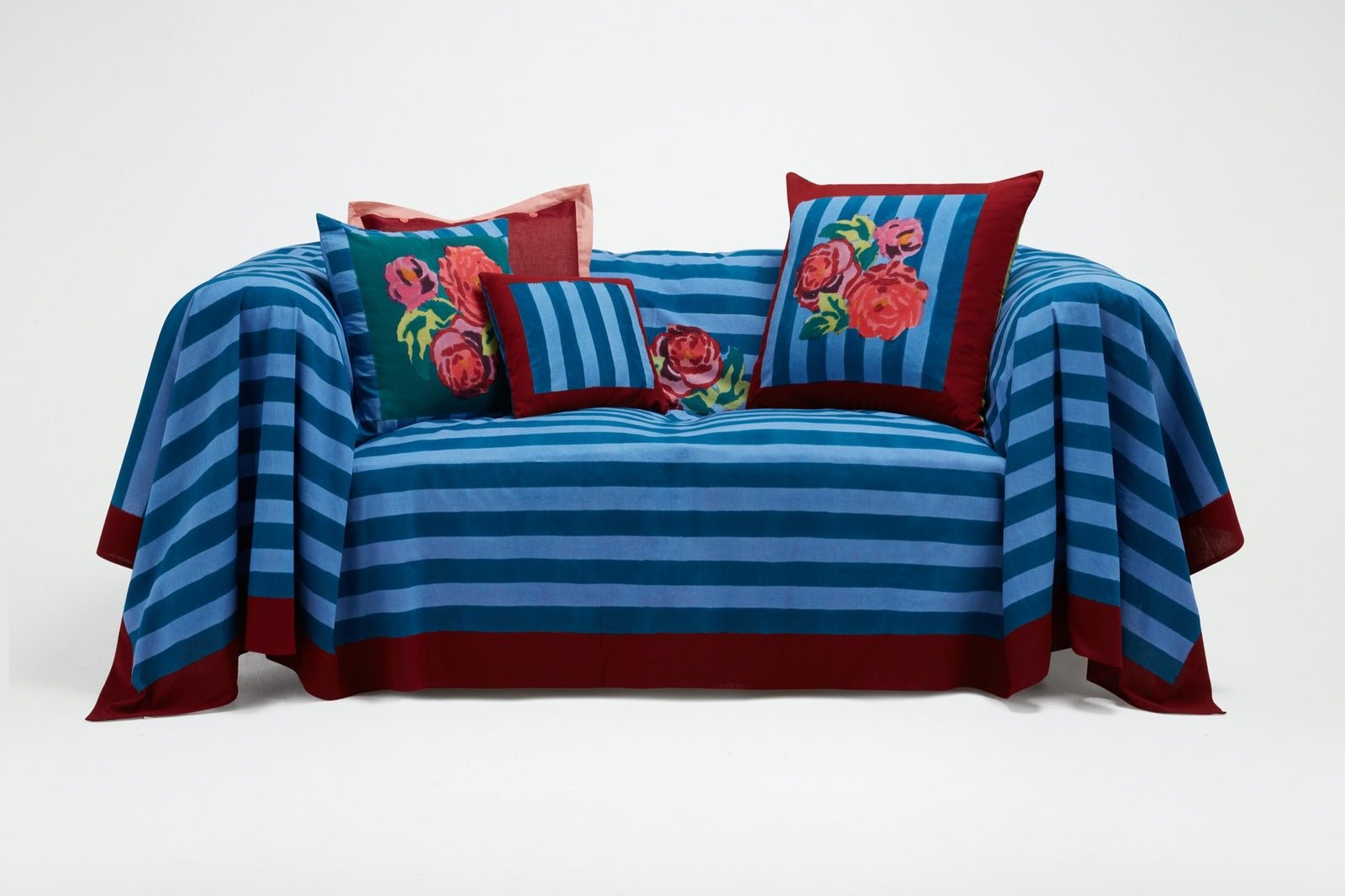 Nizam Stripes Ferozi Sugar Pillow - Bon Ton goods