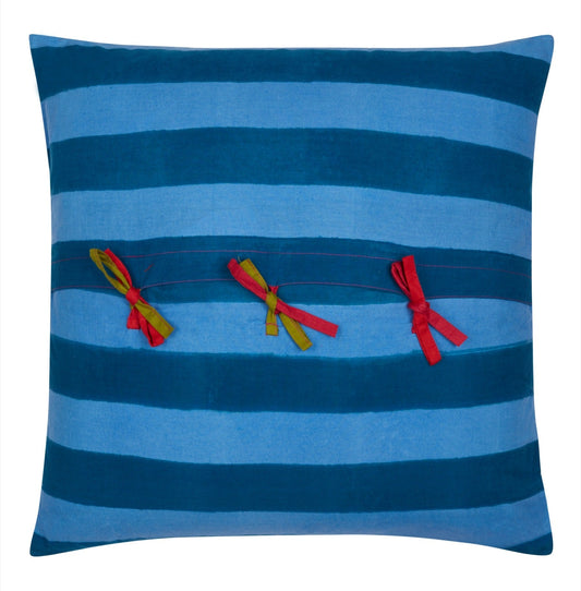 Nizam Stripes Ferozi Sugar Pillow - Bon Ton goods