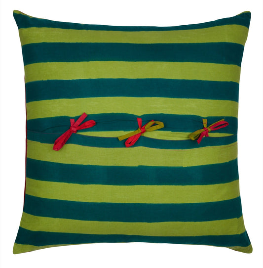 Nizam Stripes Ferozi Sugar Pillow - Bon Ton goods