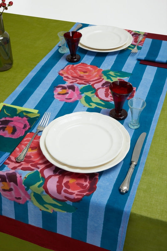 Nizam Stripes Ferozi Sugar - Table Runner Lisa Corti - Bon Ton goods