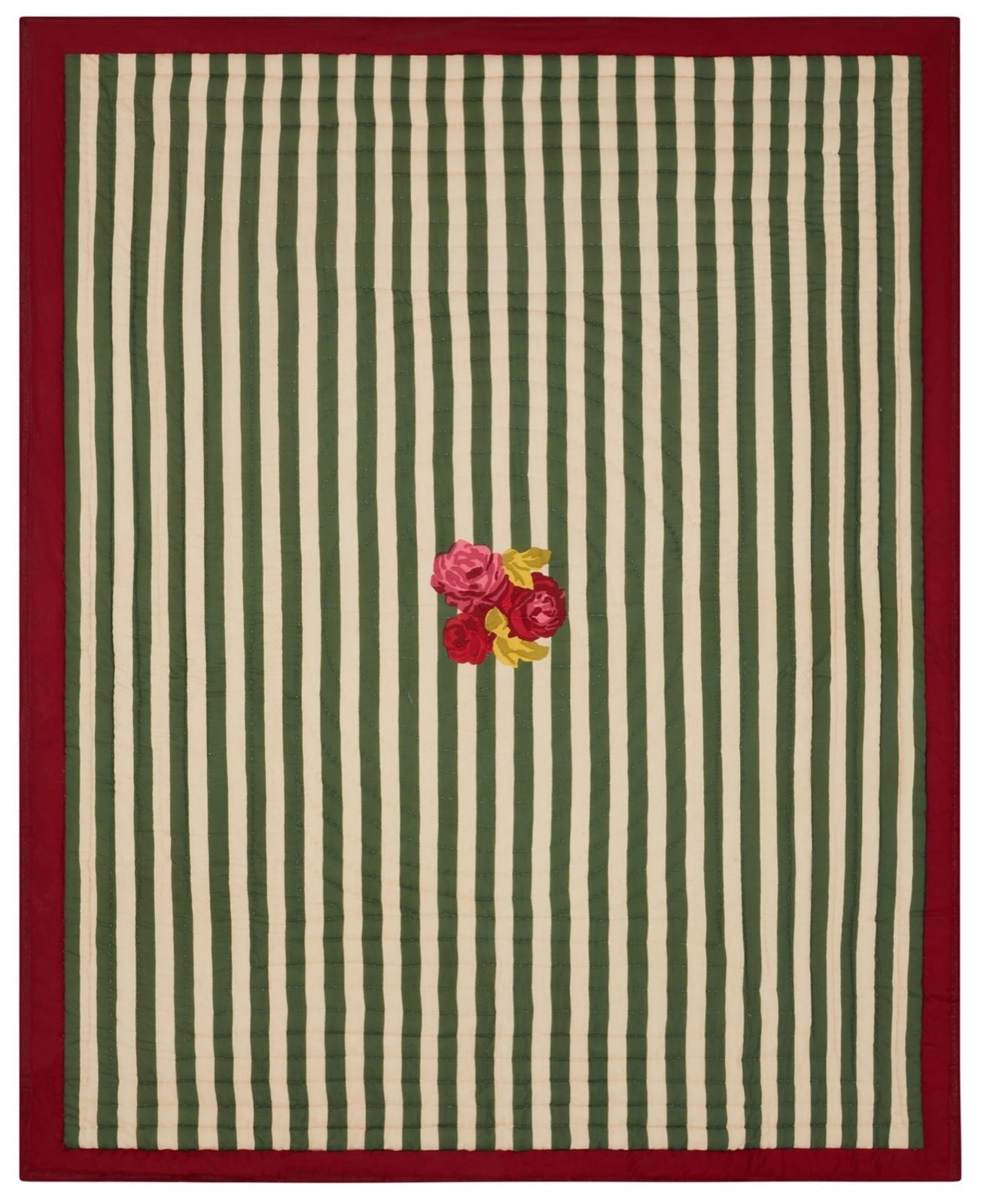 Nizam Stripes Green Natural Quilt 220 x 270 | Lisa Corti - Bon Ton goods